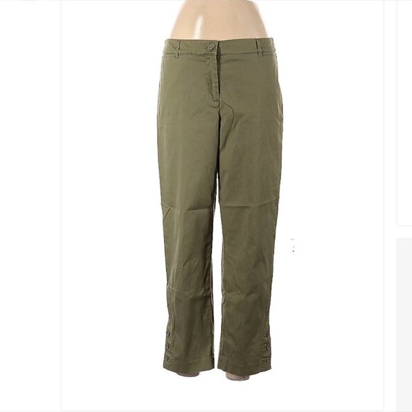 TALBOTS Green Perfect Crop Pants Size 8 - Picture 1 of 2